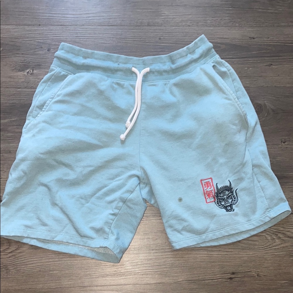 Blue Athletic Shorts with Elastic Waistband